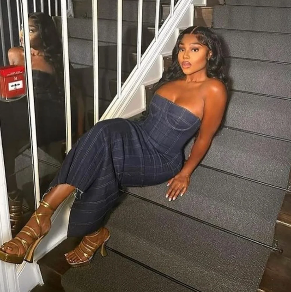 Zara Blue Strapless Midi Dress - Picture 5 of 16